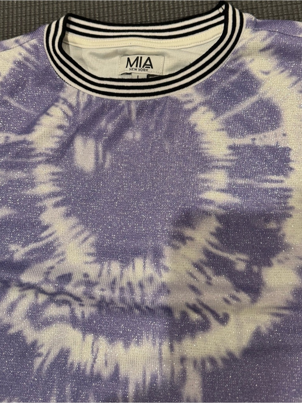 MIA Kids SPARKLY Lavender and White Tie-Dye Tank Top with Striped Collar